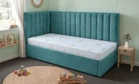 Pat Tapițat de Colț Klaus 90x200, Nice Velvet 19, Cyan