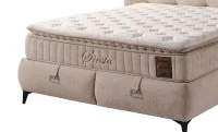 Set Pat Tapițat cu Saltea Siesta Plus și Somieră Rabatabilă Bej, 160x200 3