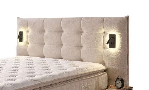 Set Pat Tapițat cu Saltea Siesta Plus și Somieră Rabatabilă Bej, 160x200