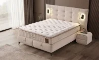 Set Pat Tapițat cu Saltea Siesta Plus și Somieră Rabatabilă Bej, 160x200 7