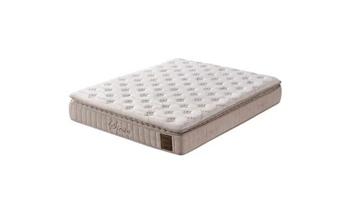 Set Pat Tapițat cu Saltea Siesta Plus și Somieră Rabatabilă Bej, 160x200