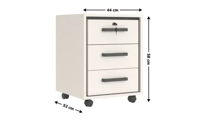 Suport de Masă Prime KON3S cu 3 Sertare și Încuietoare, Cashmir / Negru