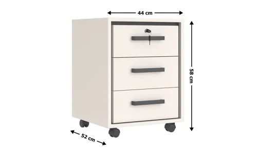 Suport de Masă Prime KON3S cu 3 Sertare și Încuietoare, Cashmir / Negru