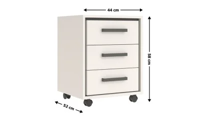 Suport de Masă Prime KON3S cu 3 Sertare, Cashmir / Negru