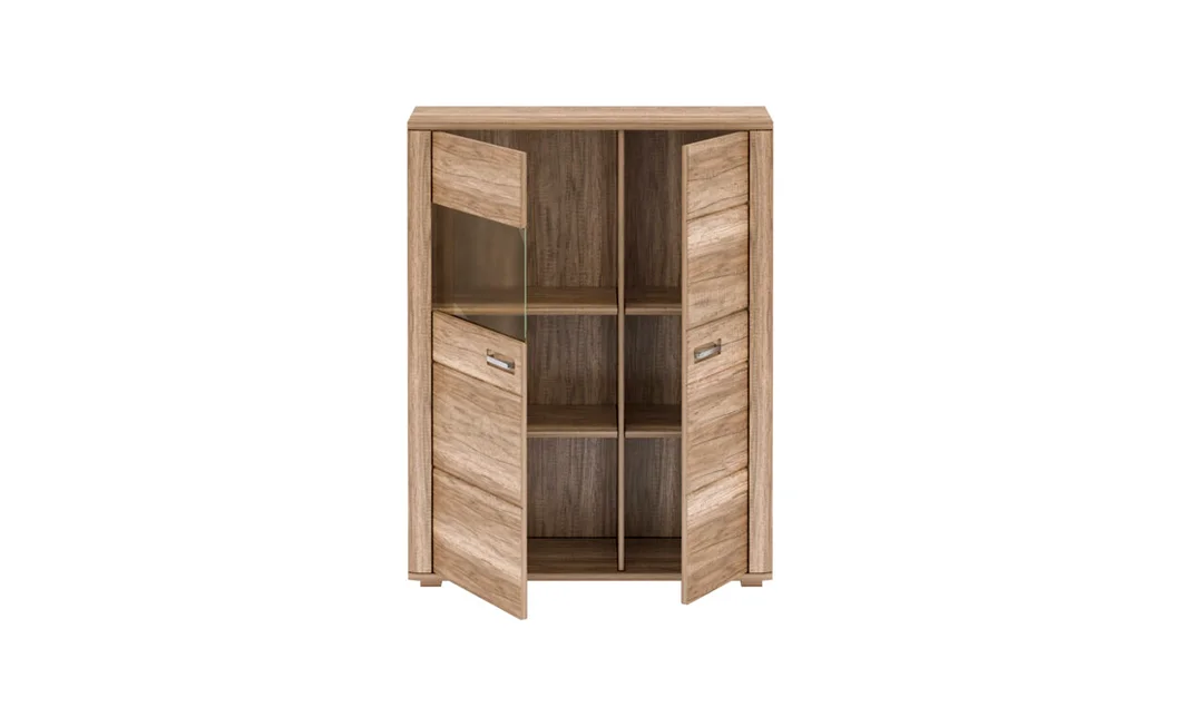 Vitrină Sales T23R, stejar artisan și grafit, cu ușă sticlă, 106x131x37cm 1