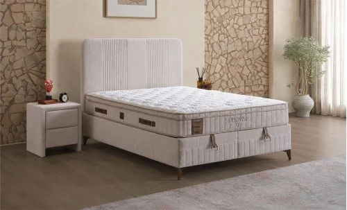 Set Pat Tapițat cu Saltea Vogue și Somieră Rabatabilă 140x200